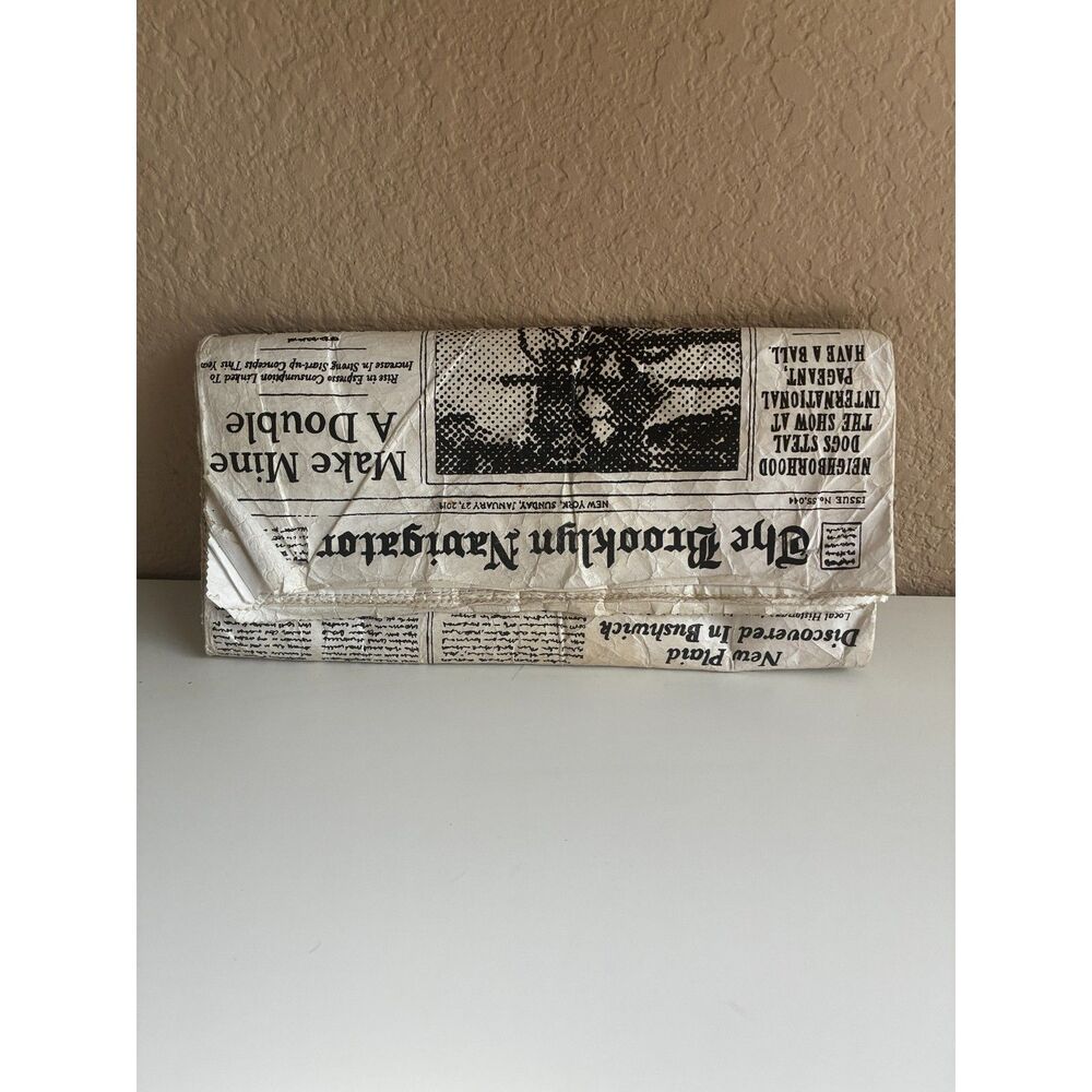 Kate Spade Glitzy Ritzy Newspaper Clutch Rare Whimsy Newsprint